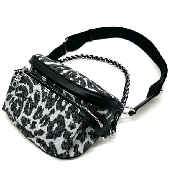 Michael Kors Medium Slater Sling Pack Chain Messenger Crossbody Bag Black Multi